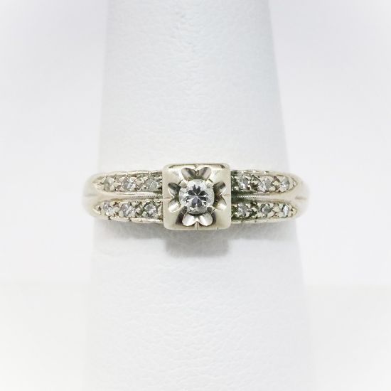 Picture of Vintage 14k White Gold & Diamond Engagement Ring