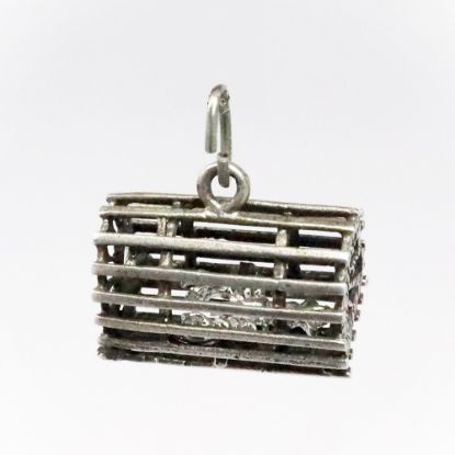 Picture of Vintage Beau Sterling Silver Lobster Trap Charm with Lobster Inside