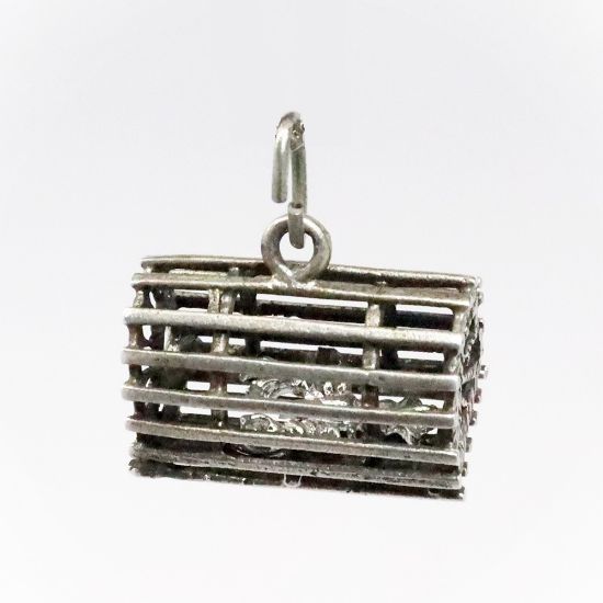 Picture of Vintage Beau Sterling Silver Lobster Trap Charm with Lobster Inside