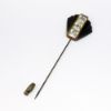 Picture of Art Deco Era Black & Butterscotch Stick Pin with Emerald Cut Rhinestone Accents