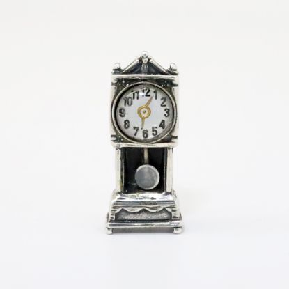 Picture of Vintage Beau Sterling Silver Grandfather Clock Charm with Glass Face & Moving Pendulum
