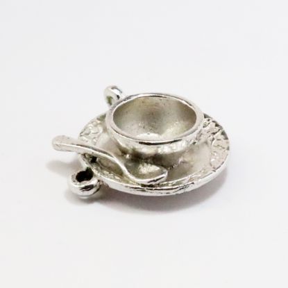 Picture of Vintage Sterling Silver Tea Cup & Saucer with Spoon Charm