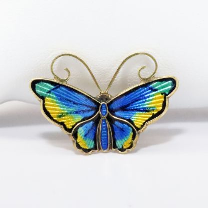 Picture of Vintage David Andersen Norway Gilt Sterling Silver & Guilloche Enamel Butterfly Brooch