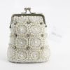 Picture of David Jeffrey Coin Purse with White Beads, Pearls & Crystals