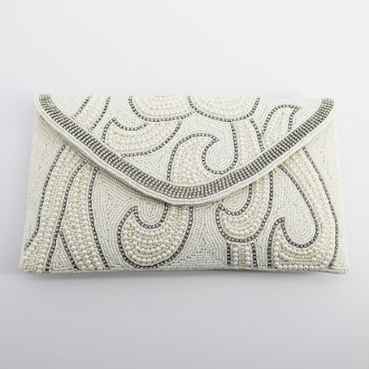 Picture of David Jeffrey Evening Clutch with White Beads & Pearls