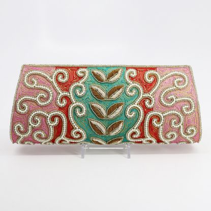 Picture of David Jeffrey Clutch Purse with gold, silver & pearl beads