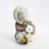 Picture of Lladro 'Eskimo Playing' Inuit Child with Polar Bear Cub Porcelain Figurine #1195