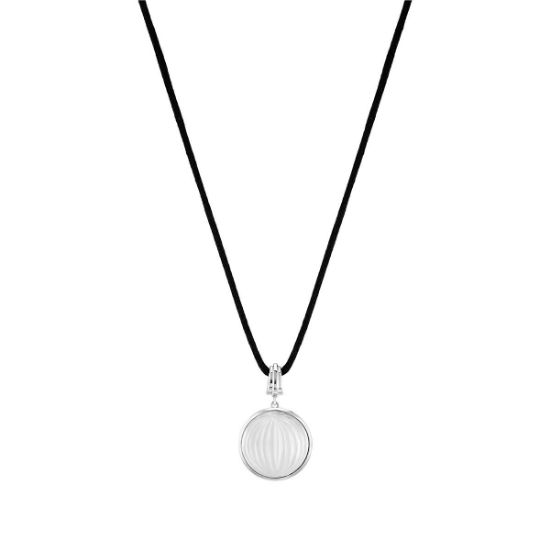Picture of Lalique Crystal 'Vibrante' Pendant Necklace in Silver