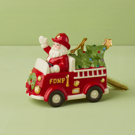 Picture of Lenox Santa In Fire Truck Ornament