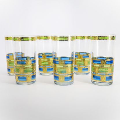 Picture of Vintage Culver Blue & Green 'Empress' Highball Glasses, Set of 6