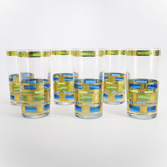 Picture of Vintage Culver Blue & Green 'Empress' Highball Glasses, Set of 6