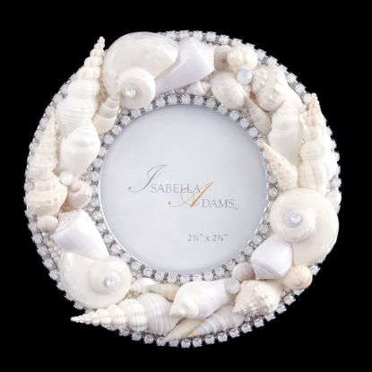 Picture of Isabella Adams 6" Round Shell Frame with White Opal Crystal And Seashells