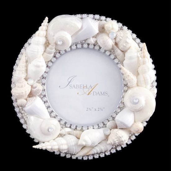 Picture of Isabella Adams 6" Round Shell Frame with White Opal Crystal And Seashells