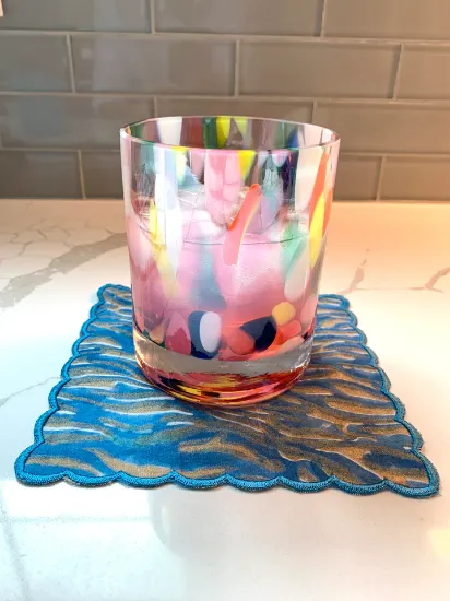 Picture of Set of 6 Blue Zebra Striped Cocktail Napkins By Southern Tribute