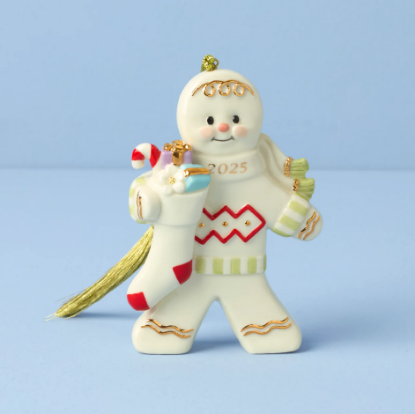 Picture of Lenox 2025 Gingerbread Man with Stocking Christmas Ornament