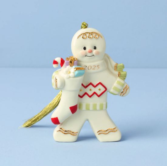 Picture of Lenox 2025 Gingerbread Man with Stocking Christmas Ornament