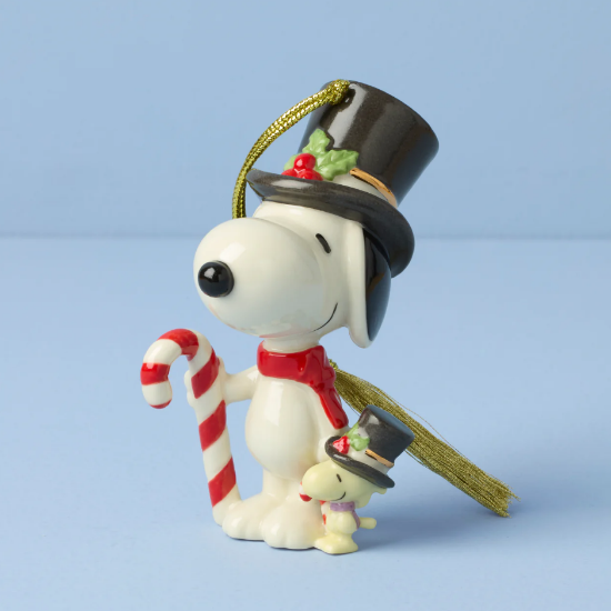 Picture of Lenox Peanuts 'Snoopy & Woodstock' with Candy Cane Christmas Ornament
