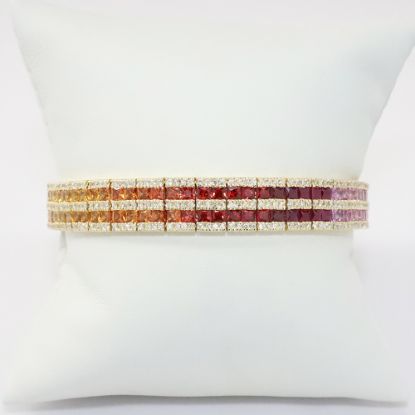 Picture of 14k Yellow Gold Multi-Colored Sapphires & Diamond Bracelet 