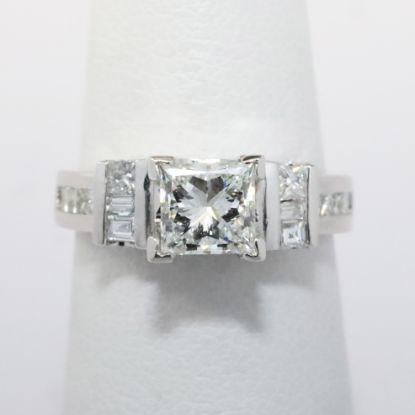 Picture of 14k White Gold .85CT Princess Cut Diamond Engagement Ring 