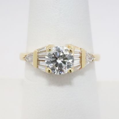 Picture of 14k Yellow Gold 1CT Round Brilliant Diamond Engagement Ring 
