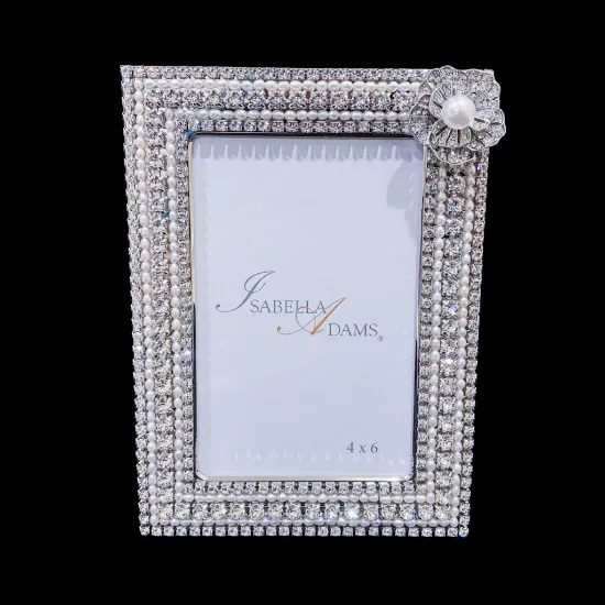 Picture of Isabella Adams Pearl Flower Picture Frame with Clear Swarovski Crystals 4X6"