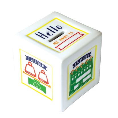 Picture of Multi-Colored Birth Record Bank with Paint Pen by Salisbury Silversmiths