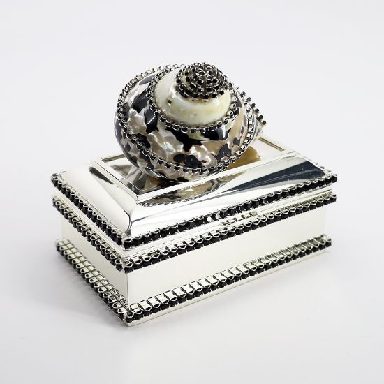 Picture of Isabella Adams Jet Crystal Black Pica Shell Keepsake Box