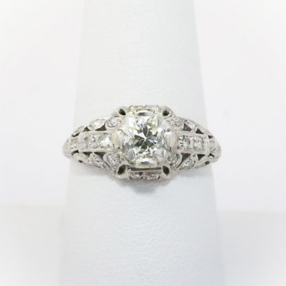 Picture of Antique Art Deco Era Platinum & Old European Cut Diamond Engagement Ring