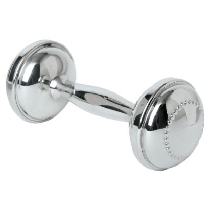 Picture of Pewter beaded Dumbbell Rattle by Salisbury Silversmiths