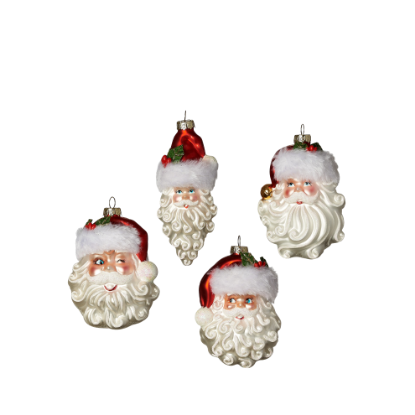 Picture of One Hundred 80 Degrees Curly Beard Santa Glass Ornament By Glitterville
