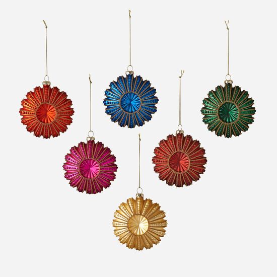 Picture of One Hundred 80 Degrees Crimson Medallion Glass Ornament By Glitterville