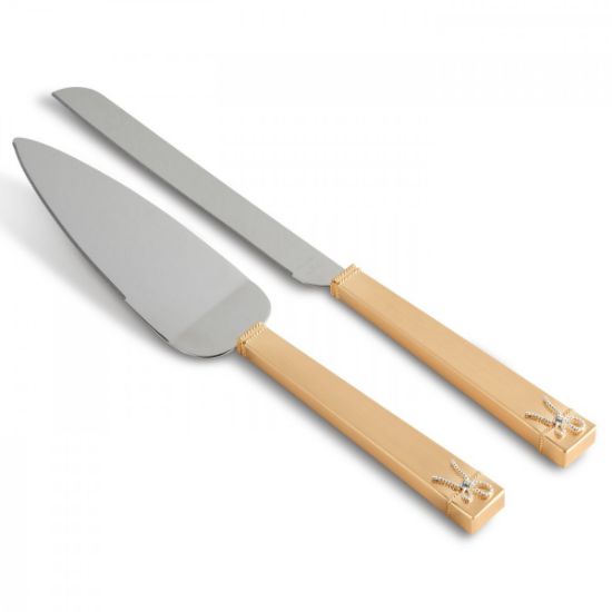 Picture of Vera Wang by Wedgwood Love Knots Gold Cake Knife & Server Set