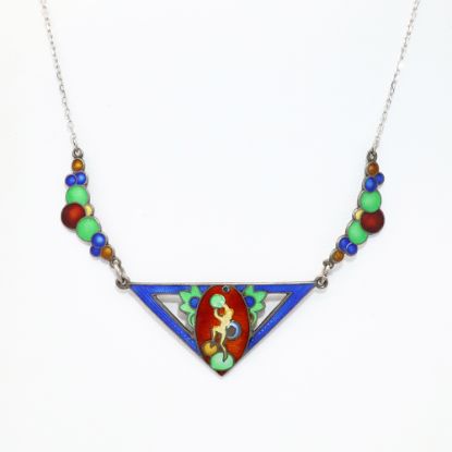 Picture of Art Deco Era Sterling Silver & Guilloche Enamel 'Bubble Dancer' Necklace