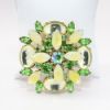 Picture of Vintage Alice Caviness Green & Yellow Rhinestone, Glass Cabochon & Givre Glass Brooch & Earring Set