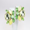 Picture of Vintage Alice Caviness Green & Yellow Rhinestone, Glass Cabochon & Givre Glass Brooch & Earring Set