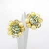 Picture of Vintage De Mario Yellow Rhinestone, Faux Pearl & Glass Bead Clip-On Earrings