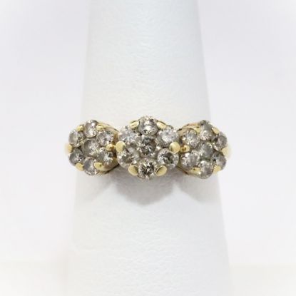 Picture of Antique 10k Yellow Gold & Old European Cut Diamond Clusters Ring