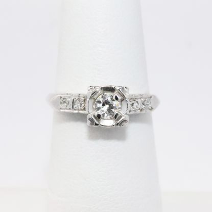 Picture of Vintage 14k White Gold & Old European Cut Diamond Engagement Ring