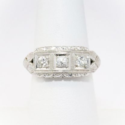 Picture of Antique Art Deco Era Platinum & Triple Diamond Ring