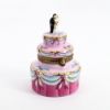 Picture of Limoges Porcelain Wedding Cake Trinket Box with Bride & Groom Cake Toppers & Surprise Engagement Ring Inside 