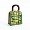 Picture of Limoges Porcelain Holiday Tartan Purse Trinket Box with Surprise Lipstick Inside 