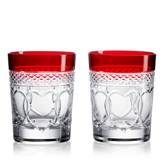 Picture of Waterford - Set Of 2 Ruby Topped Times Square 'Love' Double Old Fashioned Glasses