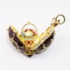 Picture of Vintage Gilt Sterling Silver, Purple Guilloche Enamel & Rhinestone Fabergé Style Egg Pendant with Flower Basket Inside