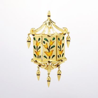 Picture of Vintage Trifari 'L'Orient' Enameled Lantern Brooch/Pendant