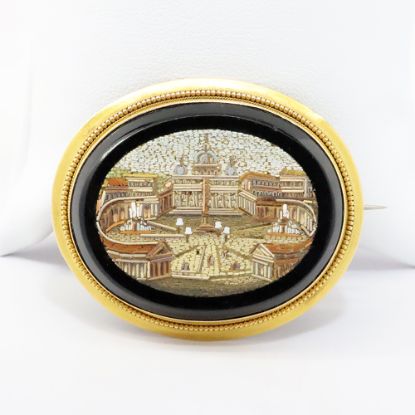 Picture of Antique Victorian Grand Tour 18k Gold Micro Mosaic Brooch of the Vatican