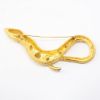 Picture of Large Vintage Kenneth Jay Lane Gold Plated Snake Brooch with Clear Rhinestones