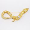 Picture of Large Vintage Kenneth Jay Lane Gold Plated Snake Brooch with Clear Rhinestones