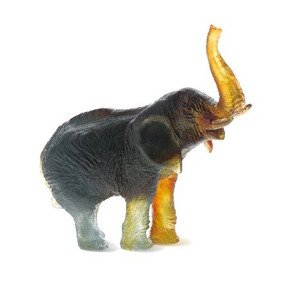 Picture of Daum Elephant in Amber & Green by Jean-François Leroy