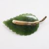 Picture of Vintage Cellino 14k Gold, Ruby & Carved Jade Frog on Leaf Brooch