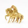 Picture of Vintage Mid Century 18k Yellow Gold Horse Pair Brooch with Pink Sapphire Eyes